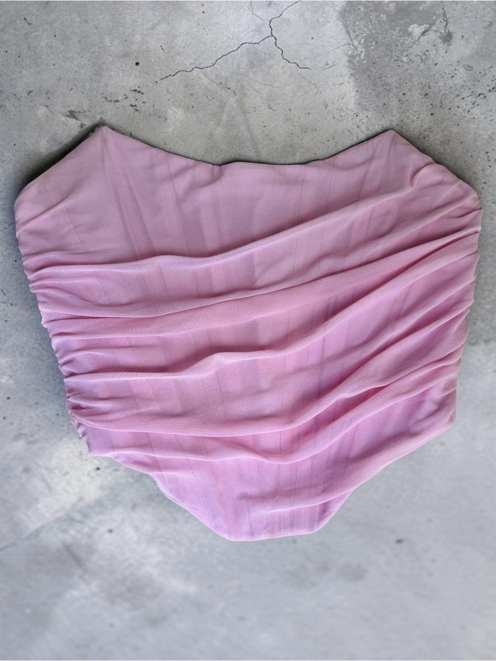 Y2K Pink Mesh Ruched Corset Tube Top